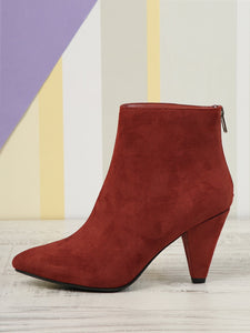 Low Cone Heel Pointy Toe Ankle Booties