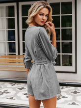 Load image into Gallery viewer, Simplee Solid Button Detail Belted Romper