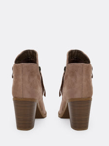 Almond Toe High Shaft Block Heel Ankle Boots