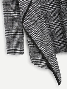 Plaid Waterfall Neck Jacket