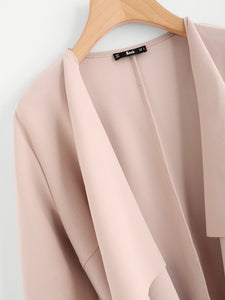 Waterfall Collar Pocket Front Wrap Coat