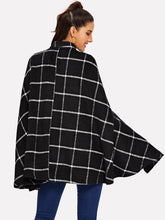 Load image into Gallery viewer, Button Front Plaid Print Cape Coat