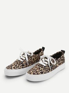 Leopard Lace-Up Sneakers