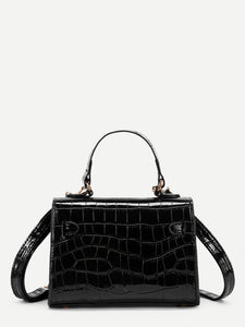 Crocodile Print PU Shoulder Bag