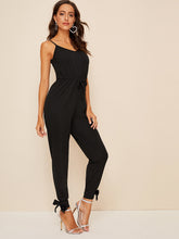 Load image into Gallery viewer, Solid Drawstring Waist Knot Hem Cami Jumpsuit