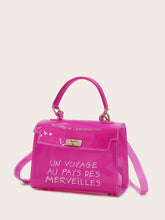 Load image into Gallery viewer, Slogan Print Flap Satchel Bag