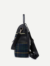 Load image into Gallery viewer, Plaid Detail Zipper Backpack