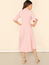 Load image into Gallery viewer, Bell Sleeve Ribbed Knit Midi Dress