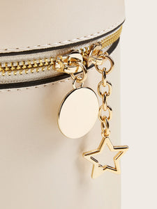 Studded Decor Zip Around Bucket Bag