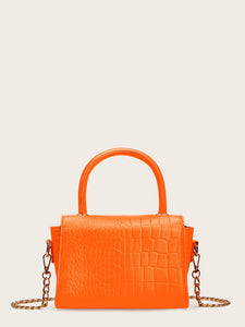 Croc Embossed Satchel Chain Bag