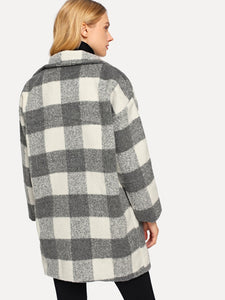 Check Plaid Dual Pocket Coat