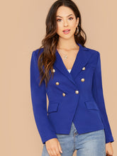 Load image into Gallery viewer, Notch Collar Double Breasted Blazer