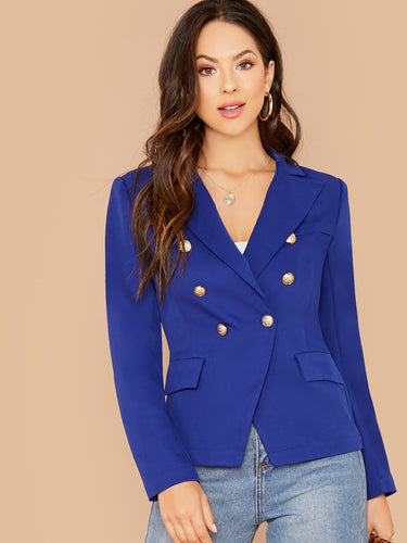 Notch Collar Double Breasted Blazer