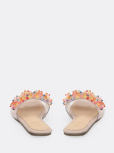 Load image into Gallery viewer, Jeweled Open Toe Band Flat Slide Sandals