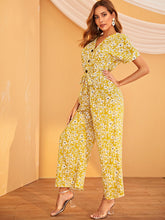 Load image into Gallery viewer, Floral Print Belted Jumpsuit