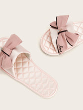 Load image into Gallery viewer, Bow Decor Quilted Detail Slippers