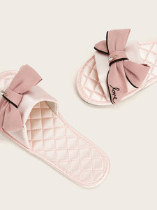 Bow Decor Quilted Detail Slippers