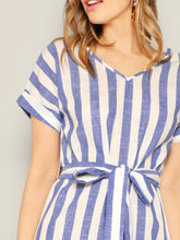 Load image into Gallery viewer, Block Striped Belt Dress