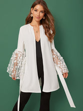 Load image into Gallery viewer, Flower Applique Embroidered Bell Sleeve Belted Coat