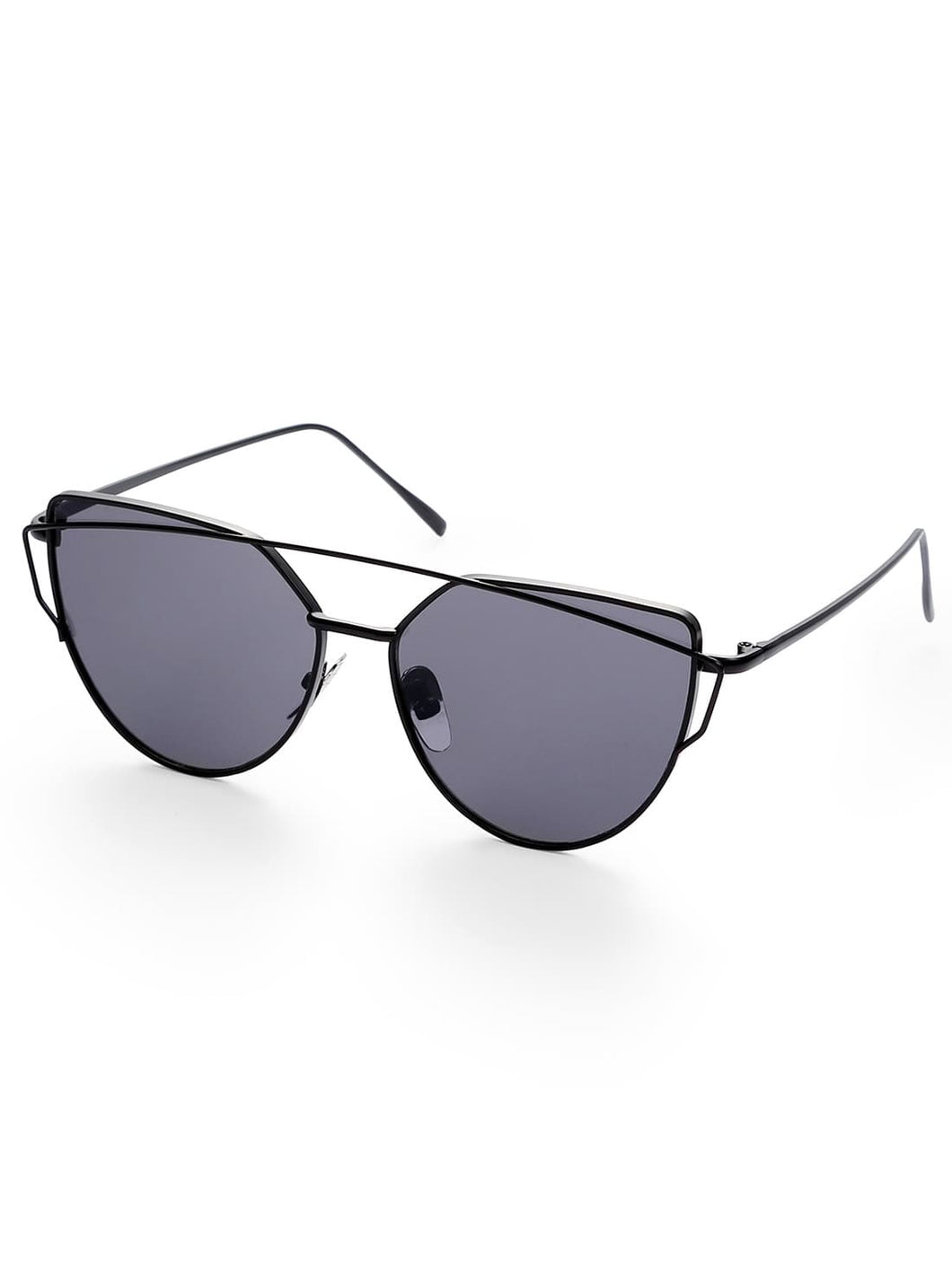 Black Lenses Cat Eye Metal Frame Sunglasses