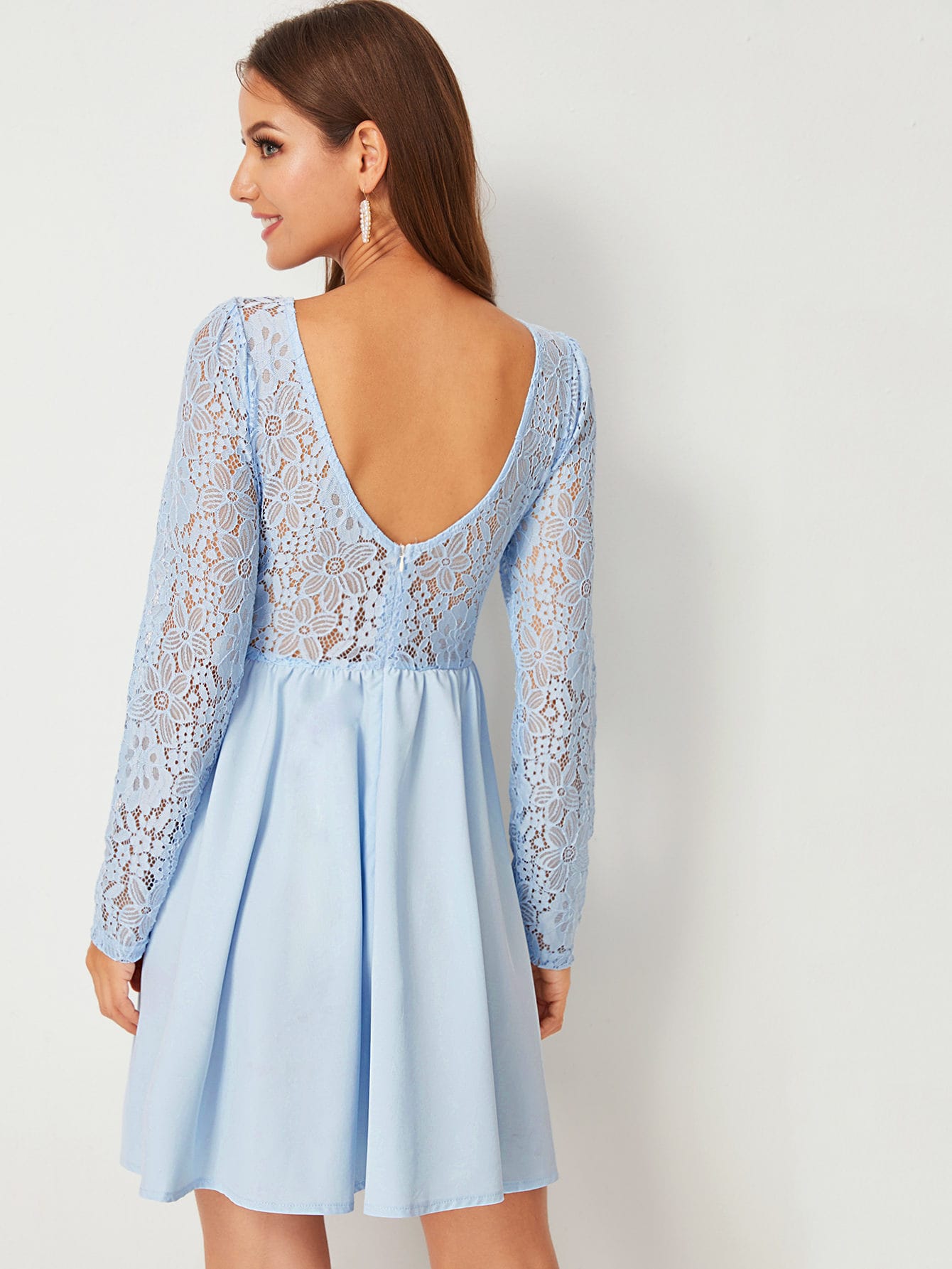 Contrast Lace A-line Dress