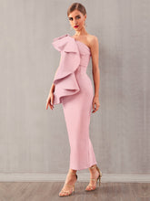 Load image into Gallery viewer, Adyce Exaggerated Ruffle One Shoulder Pencil Dress