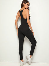 Load image into Gallery viewer, High Waist Patch Pocket Racerback Slip Jumpsuit