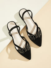 Load image into Gallery viewer, Rhinestone Decor Point Toe Flats