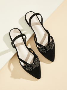 Rhinestone Decor Point Toe Flats