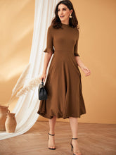 Load image into Gallery viewer, Bell Sleeve Ribbed Knit Midi Dress