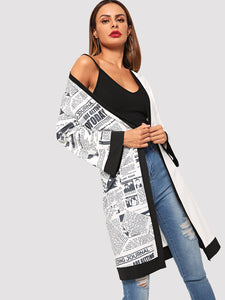 Letter Print Panel Outerwear