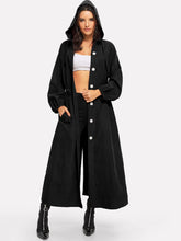 Load image into Gallery viewer, Button Up Hooded Drawstring Waist Coat