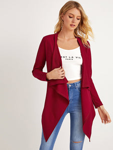 Solid Waterfall Collar Coat