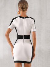 Load image into Gallery viewer, Adyce Button Detail Two Tone Bodycon Dress