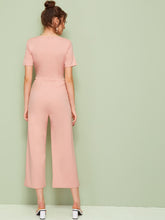 Load image into Gallery viewer, Knot Front Solid Jumpsuit