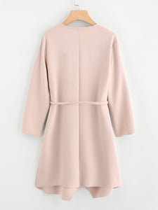 Waterfall Collar Pocket Front Wrap Coat