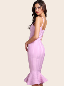 Adyce Solid Fishtail Hem Bodycon Slip Dress