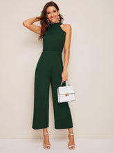 Load image into Gallery viewer, Tie Back Wide Leg Halter Neck Jumpsuit