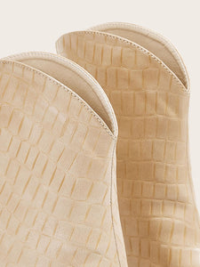 Point Toe Croc Embossed Stiletto Boots