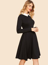 Load image into Gallery viewer, 50s Contrast Collar Skater Dress