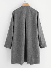 Load image into Gallery viewer, Drape Collar Roll Tab Sleeve Coat