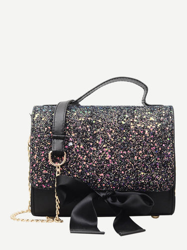 Bow Tie Glitter Chain Bag