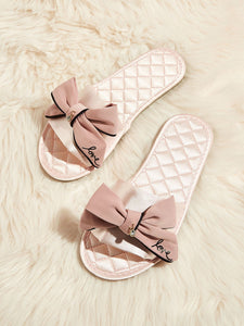 Bow Decor Quilted Detail Slippers