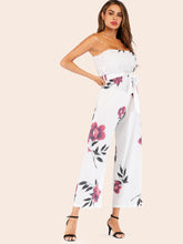 Load image into Gallery viewer, Floral Print Belted Tube Jumpsuit