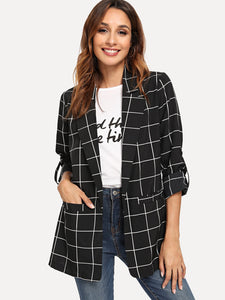 Dual Pocket Plaid Blazer