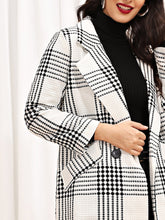 Load image into Gallery viewer, Self Tie Plaid Pocket Side Coat