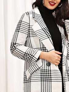 Self Tie Plaid Pocket Side Coat