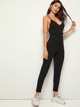 Load image into Gallery viewer, High Waist Patch Pocket Racerback Slip Jumpsuit