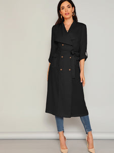 Waist Belted Double Breasted Waterfall Coat