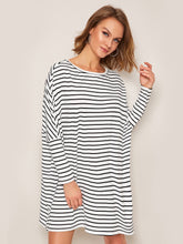 Load image into Gallery viewer, Batwing Sleeve Striped Oversized Dress